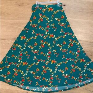 LuLaRoe Teal Floral A-Line Skirt